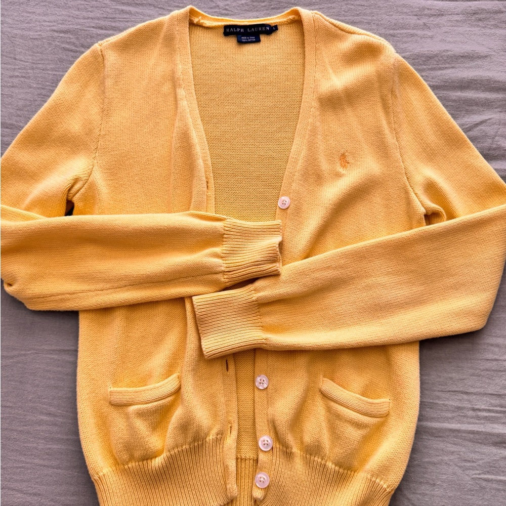 Ralph Lauren Women's Yellow Cardigan Sweater size Large